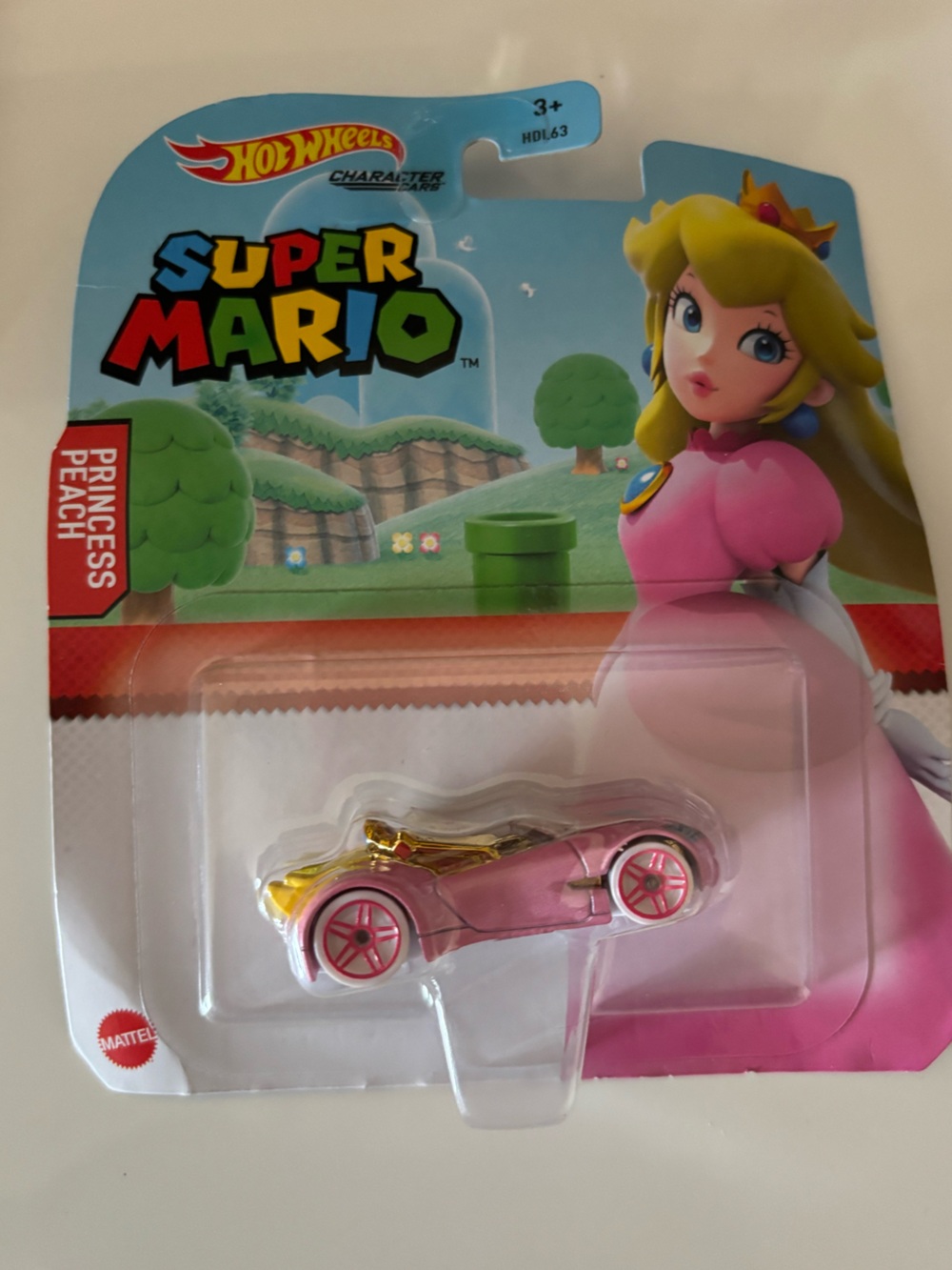 Mattel Super Mario Princess Peach Pink Kart Keychain with Gold Accent